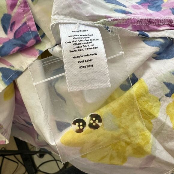 TALBOTS Womens Floral print 100% cotton button up Collared shirt 1x Petite - Picture 7 of 9